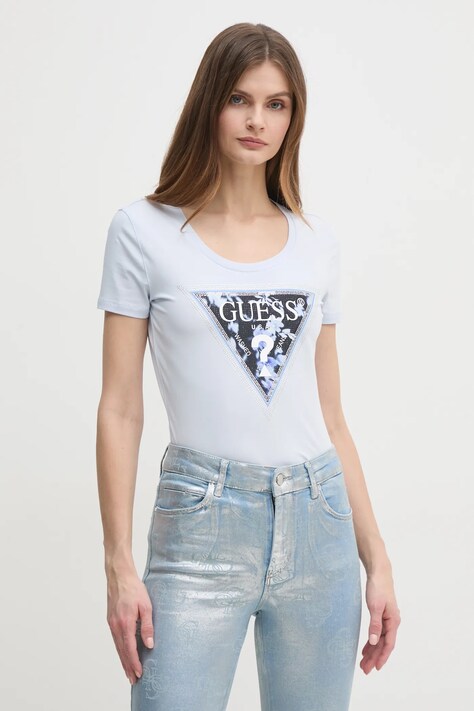Tričko Guess modrá barva, W5RI00 J1314