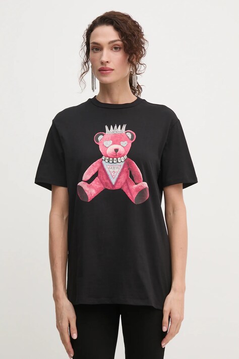 Guess pamut póló női, fekete, W5RI30 K9RM1