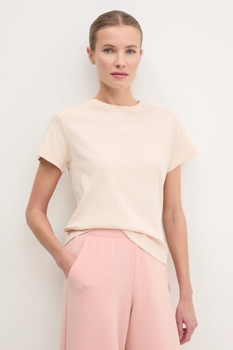 Guess tricou din bumbac GELSEY femei, culoarea bej, V5RI14 KCOI1