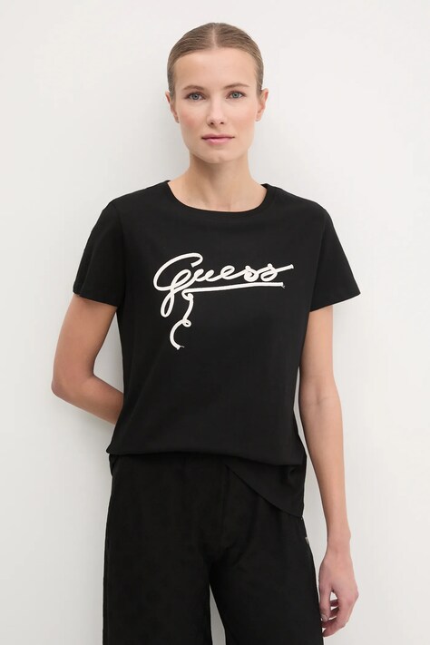 Guess tricou din bumbac MISTY femei, culoarea negru, V5RI15 I3Z14