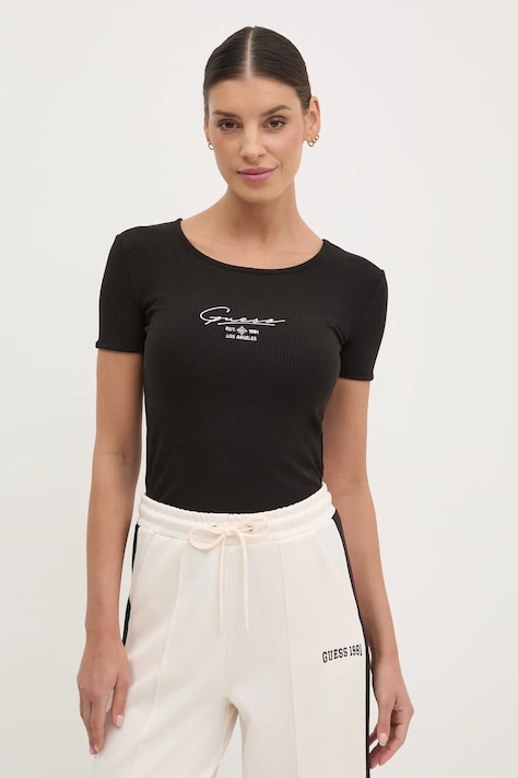 Tričko Guess SUZANNE černá barva, V5RP00 KBCO2