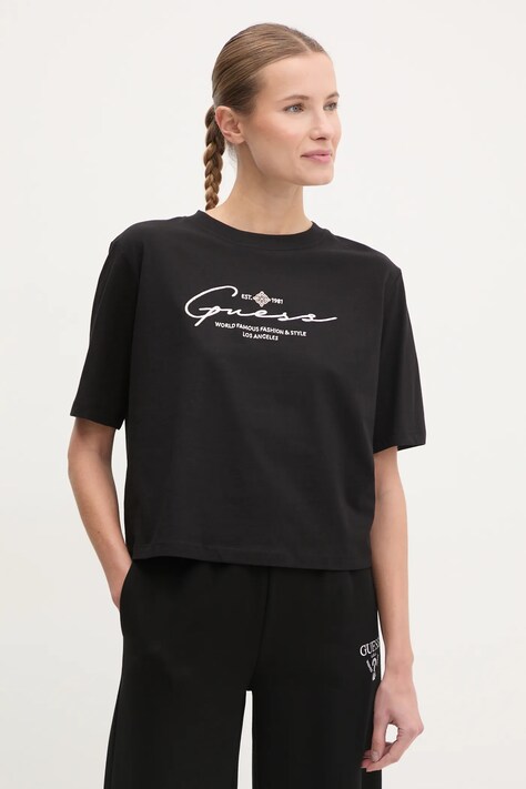 Guess tricou din bumbac femei, culoarea negru, V5RI12 I3Z14