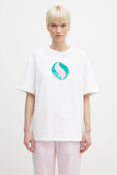 Fiorucci tricou din bumbac Big Lollipop Print Boxy T-Shirt femei, culoarea alb, U02SPTSH103CJ01WH04