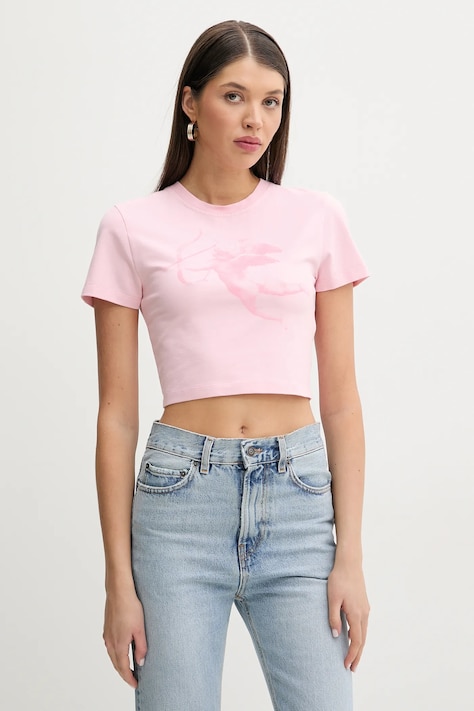Памучна тениска Fiorucci Cupid Print Cropped T-Shirt в розово W02SPTSH094CJ03PN02