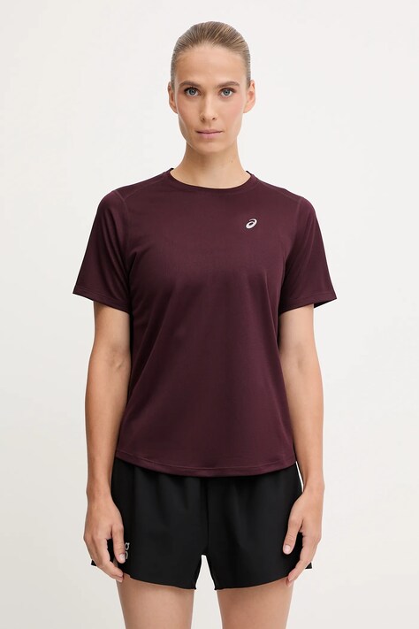 Asics t-shirt do biegania Core kolor bordowy 2012D170
