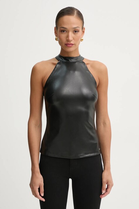 Блуза Guess VIOLETTE в черно с изчистен дизайн W5RH09 WGIK0