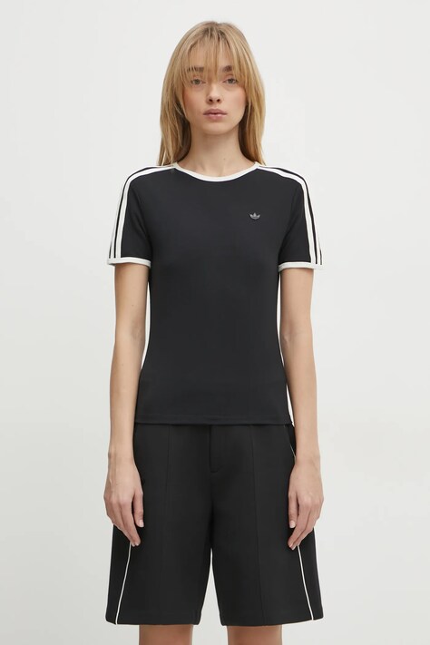 adidas Originals t-shirt 3-Stripes Cali Tee women’s black color JD5468