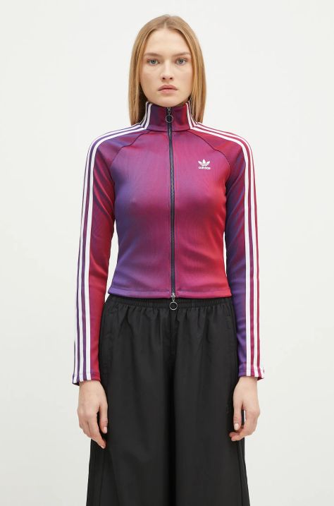 adidas Originals bluza Rasant Full Zip Top damska kolor czerwony wzorzysta JW9744