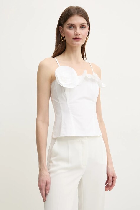 Marella bluza din bumbac ELLENO femei, culoarea alb, neted, 2513161031200