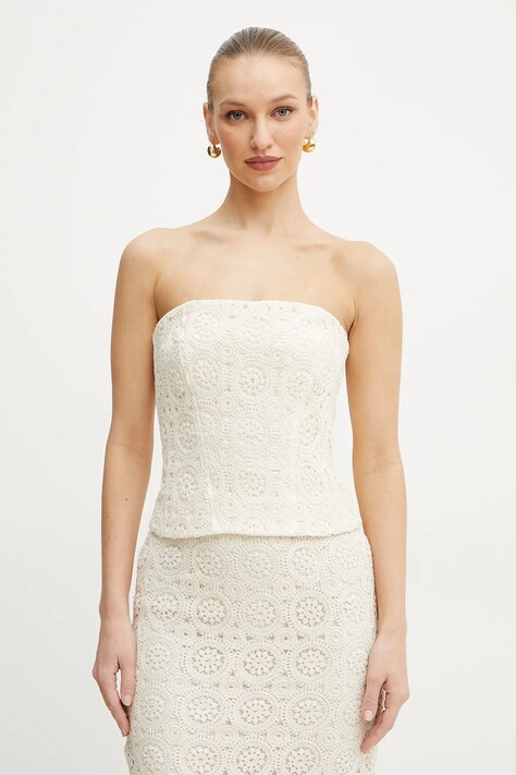 Marella top KRISTIN femei, culoarea bej, uni, 2513161122200