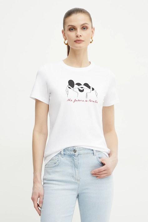Marella tricou din bumbac CAUCASO femei, culoarea alb, 2513971054200