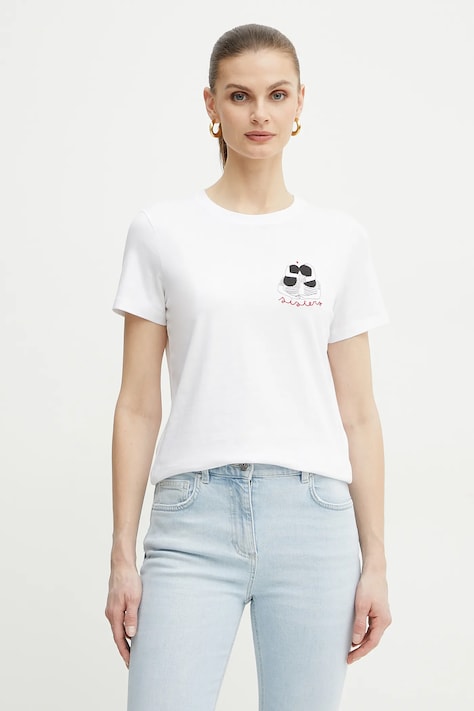 Marella tricou din bumbac CAUCASO femei, culoarea alb, 2513971054200