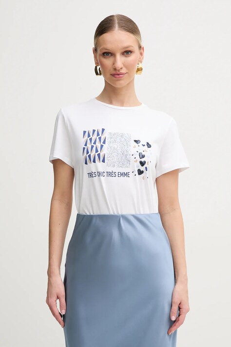 Marella tricou din bumbac Emme by Marella femei, culoarea alb, 2515971071200