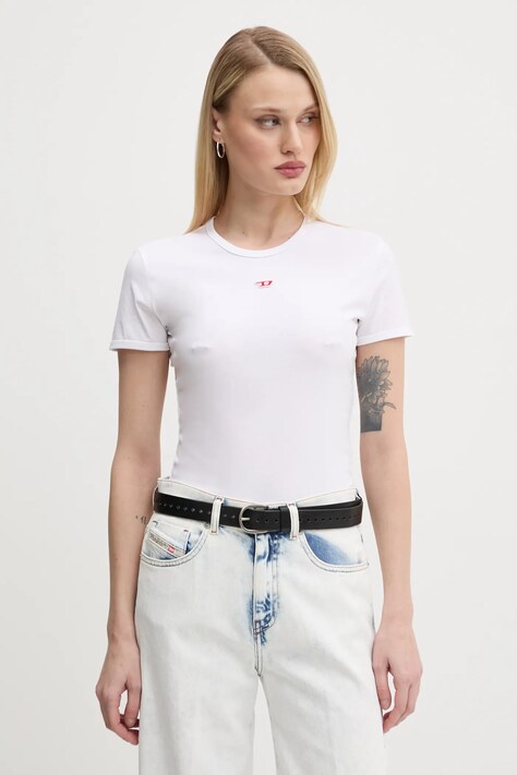 Хлопковая футболка Diesel T-UNCUTIE-LONG-D T-SHIRT женская цвет белый A14962.0GRAI