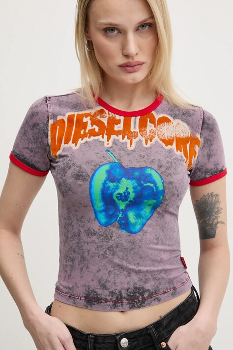 Diesel tricou T-UNCUTIES-SHORT-Q1 T-SHIRT femei, culoarea roz, A16825.0JQAU