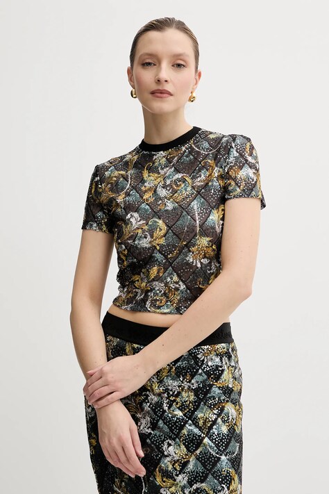 Tričko Versace Jeans Couture dámské, černá barva, 78HAH602 JS443