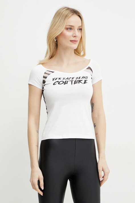 Tričko Versace Jeans Couture bílá barva, 78HAH6A8 J0020