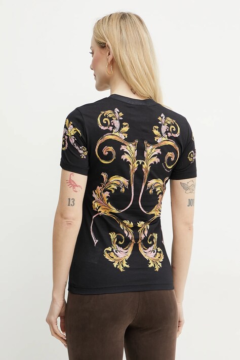 Бавовняна футболка Versace Jeans Couture — SS25-TSD0L8, чорний — фото 3