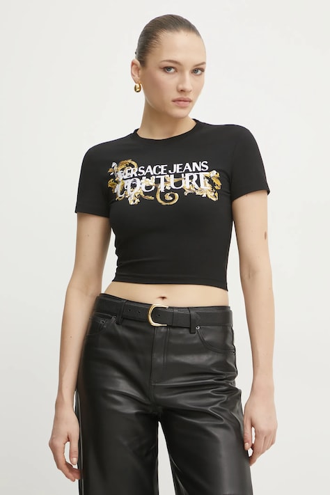 Tričko Versace Jeans Couture černá barva, 78HAHC05 CJ02C