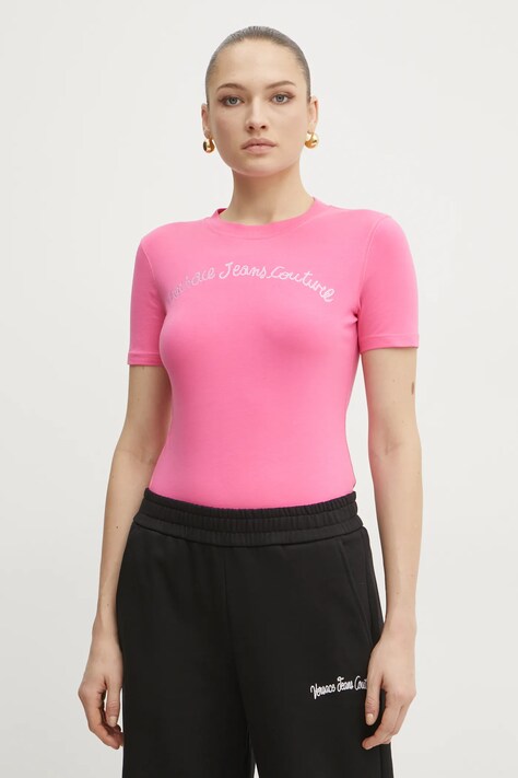 Tričko Versace Jeans Couture růžová barva, 78HAHC08 CJ02C