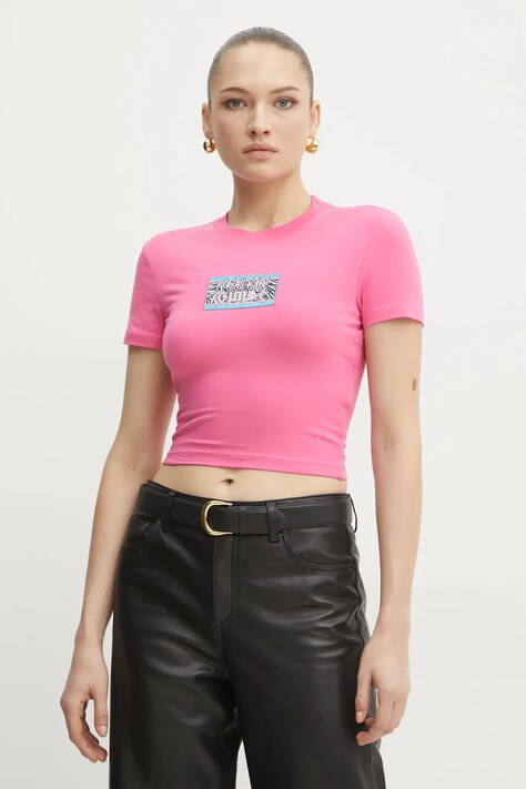 Majica kratkih rukava Versace Jeans Couture za žene, boja: ružičasta, 78HAHC09 CJ02C