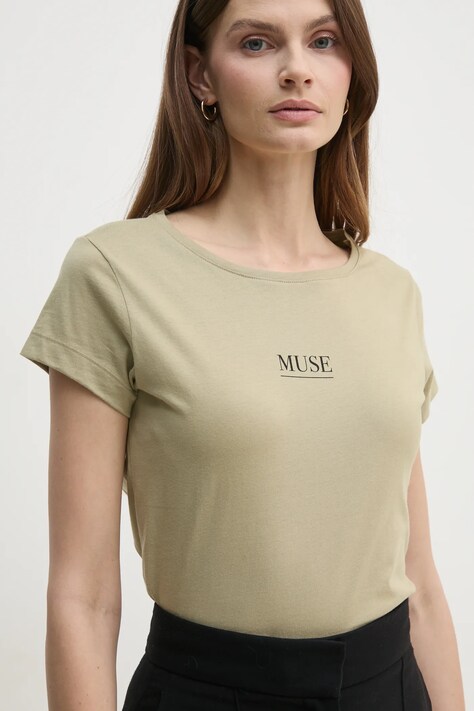 Sisley tricou din bumbac femei, culoarea verde, 3I1XL106Q