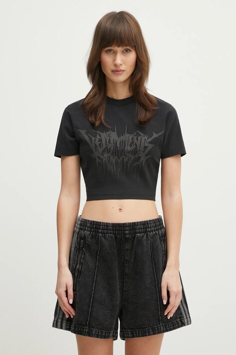Tričko VETEMENTS Drip Metal Cropped Fitted dámske, čierna farba, WA66TR730B