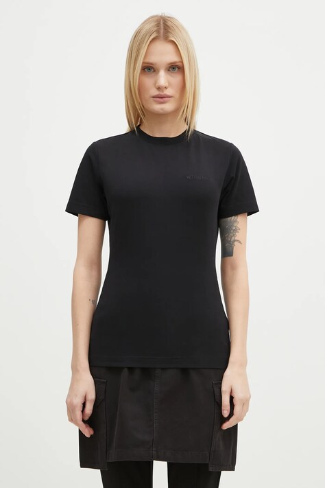 VETEMENTS t-shirt Embroidered Logo Fitted Hourglass women’s black color WA66TR630B