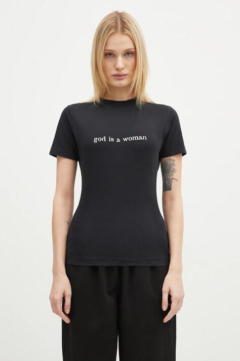 VETEMENTS cotton t-shirt God Is A Woman Fitted Hourglass women’s black color WA66TR620B