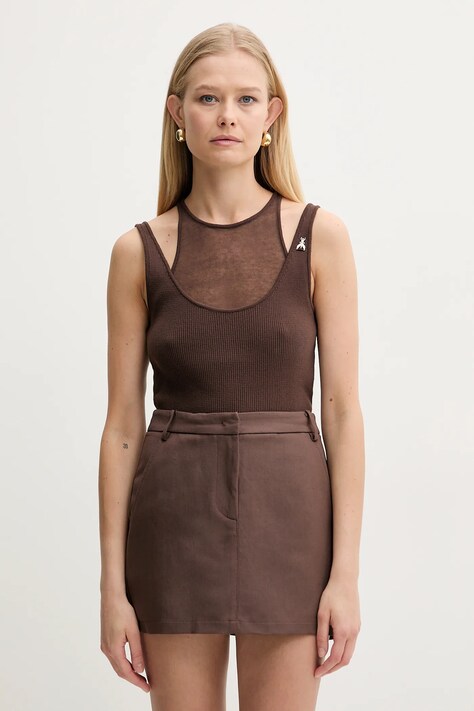 Patrizia Pepe bluza femei, culoarea maro, neted, 2K0307 K258