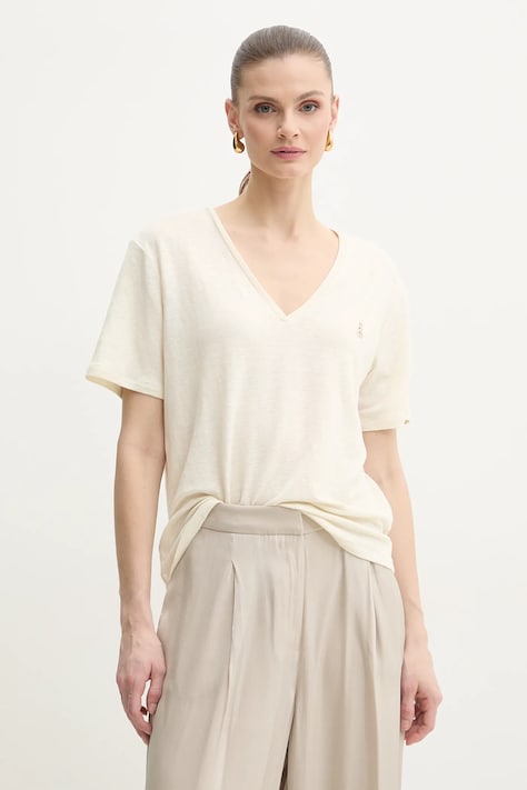 Льняная футболка Patrizia Pepe женская цвет бежевый 2M4459 J291