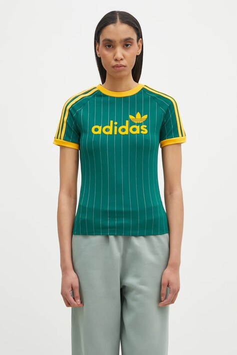 Футболка adidas Originals GRAPHIC CALI T жіноча колір зелений JC7703