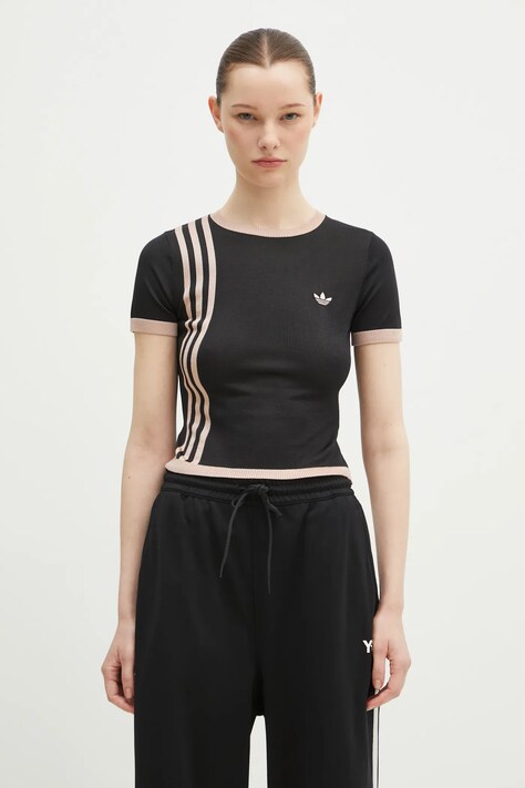 Футболка adidas Originals KNITTED 3S TEE жіночі колір чорний JJ0960