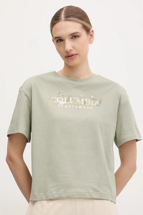 Columbia tricou din bumbac Rolling Bend femei, culoarea verde, 2119991