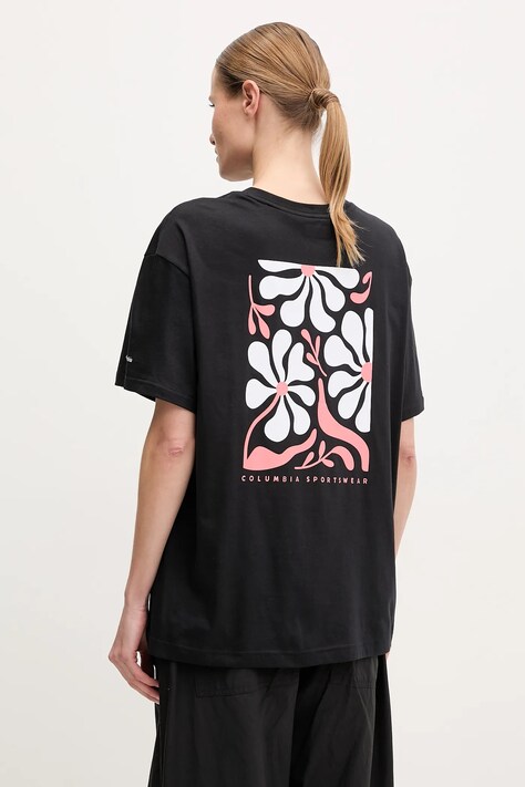 Bavlněné tričko Columbia Rolling Bend černá barva, 2120031