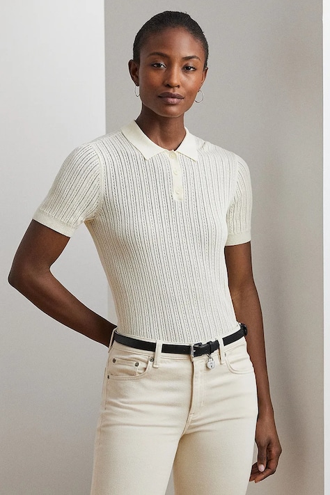 Lauren Ralph Lauren tricou polo culoarea bej, 200963653