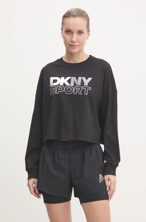 Хлопковый лонгслив Dkny цвет чёрный DP5T1117