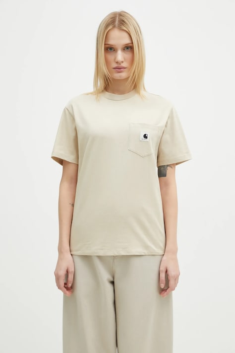 Памучна тениска Carhartt WIP Pocket в бежово I032215.2LPXX