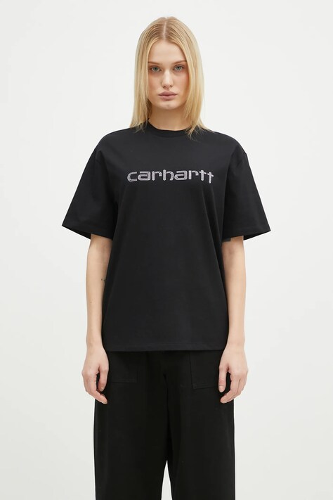 Бавовняна футболка Carhartt WIP Rivet Script жіноча колір чорний I034406.0M4XX