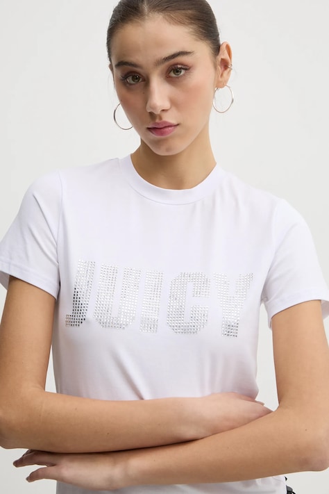 Kratka majica Juicy Couture ženska, bela barva, JCBCT125865