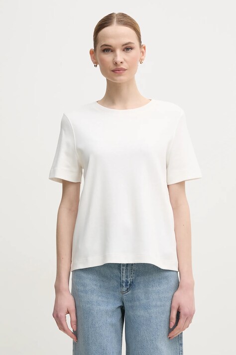 Bavlněné tričko OUI bílá barva, 92556