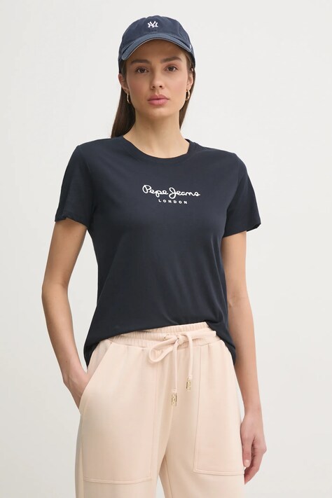 Pepe Jeans tricou din bumbac MACY femei, culoarea albastru marin, PL506012