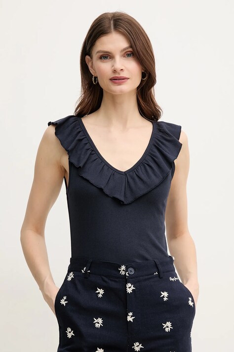 Top Pepe Jeans MILLIE tmavomodrá barva, PL506050