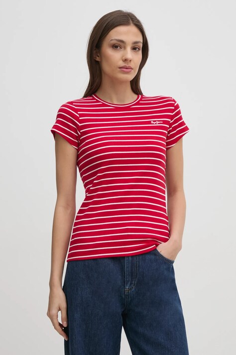 Pepe Jeans tricou MERIBEL femei, culoarea rosu, PL506079