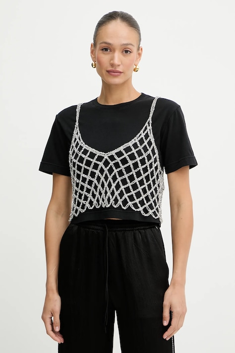 Pinko t-shirt bawełniany damski kolor czarny 105145 A2LT