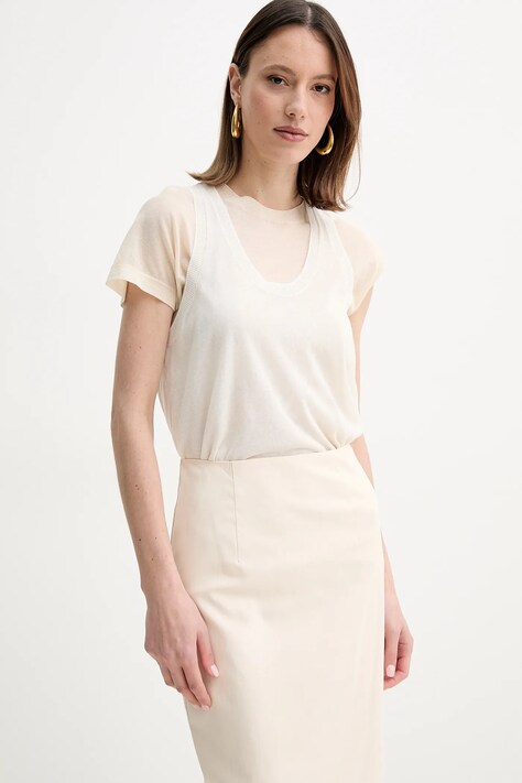 Pinko tricou femei, culoarea bej, 105152 A2LS