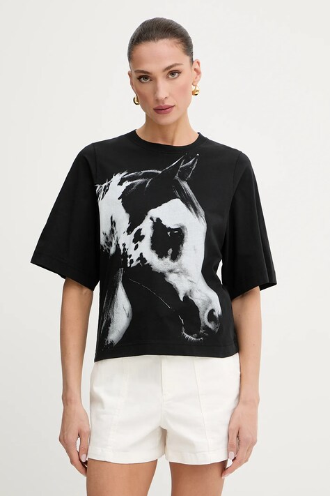 Pinko tricou din bumbac REIMAGINE by Patrick Mcdowell culoarea negru, 105086 A2K1