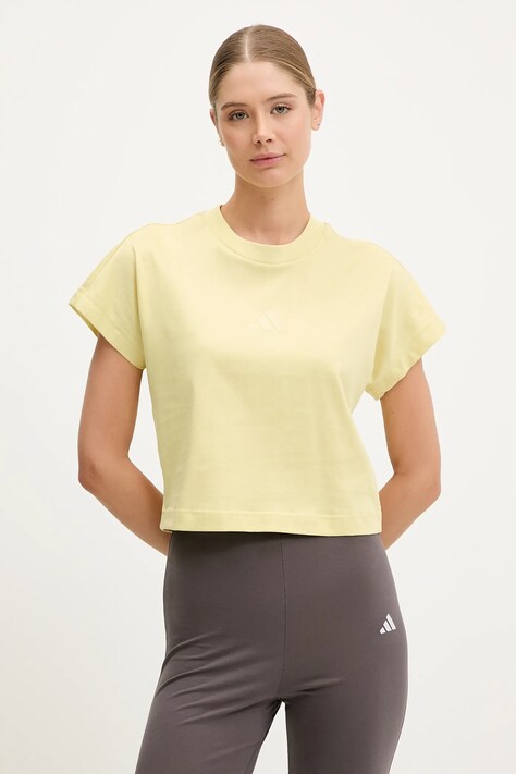adidas tricou din bumbac ALL SZN culoarea galben, JJ1239