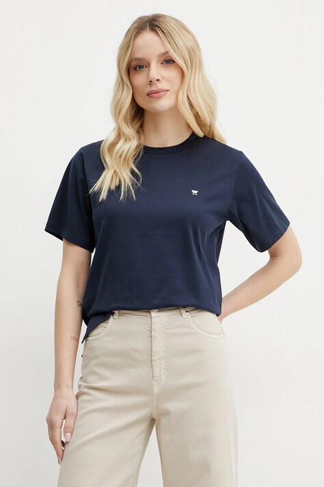 Βαμβακερό μπλουζάκι Weekend Max Mara γυναικείο, χρώμα: ναυτικό μπλε, 2515971031600