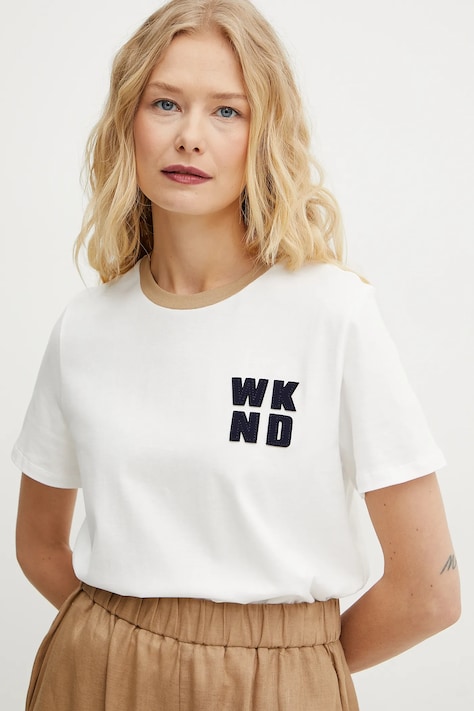 Weekend Max Mara pamut póló női, fehér, 2515971051600